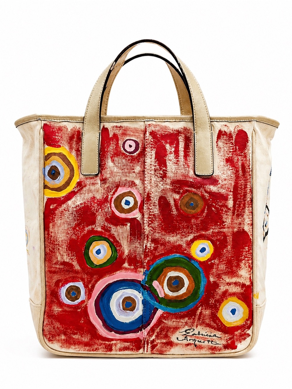 Coach Hand Painted Graffiti Tote Bag Canvas Leather Artistic Rare One of a Kind